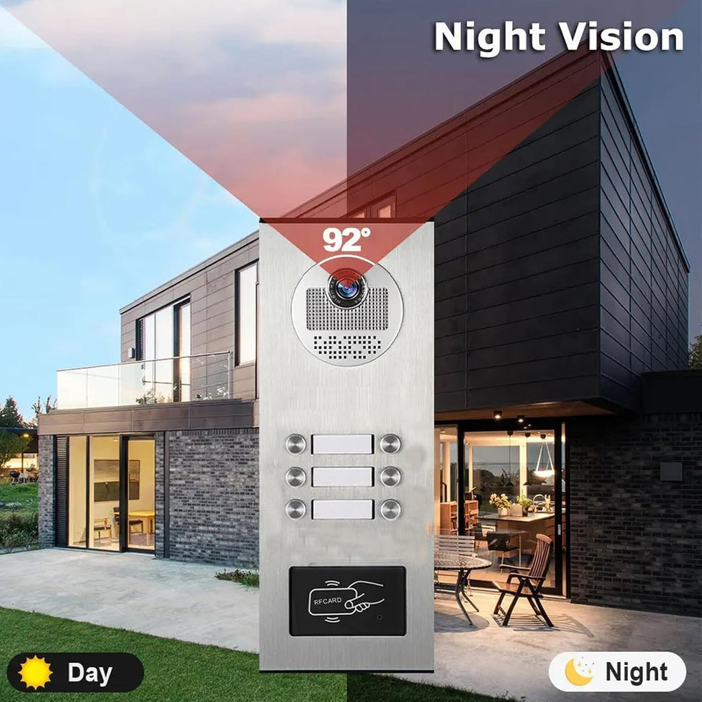 Wired Apartment Video Intercom System,1080P HD Video Doorbell, Compatible with 6 Units 7-inch Touchscreen,Supports Motion Detection,Two-Way Audio, Tuya Smart Home