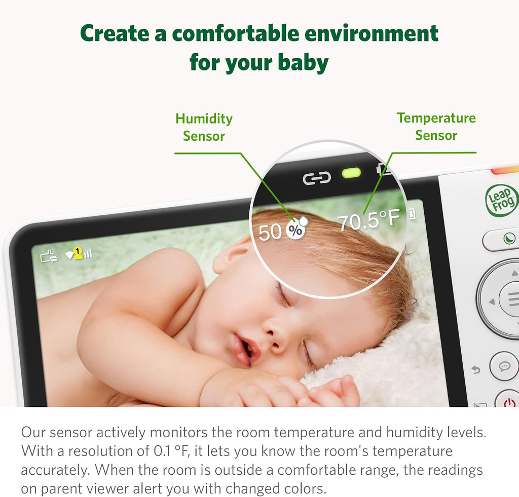 LeapFrog LF930HD Baby Monitor, 7' 720p HD Display,Video Baby Monitor with Camera and Audio, 1080p Smart Remote Access,360° Pan & Tilt,Color Night Light &Vision, Two-Way Intercom