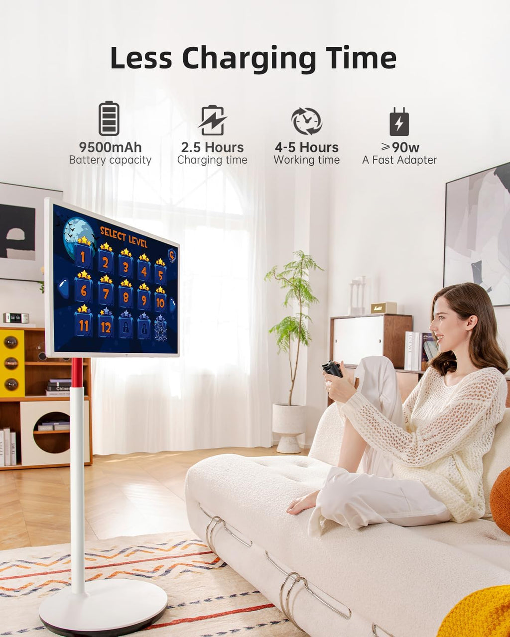KTC MEGAPAD 32' 4K UHD Smart Portable TV, Google EDLA Certified, Touch Screen Portable Monitor, 8G RAM+128G Storage, 9500mAh Battery, Dual 6W Speakers, Full Swivel Rotation, Remote Control, A32Q7 Pro