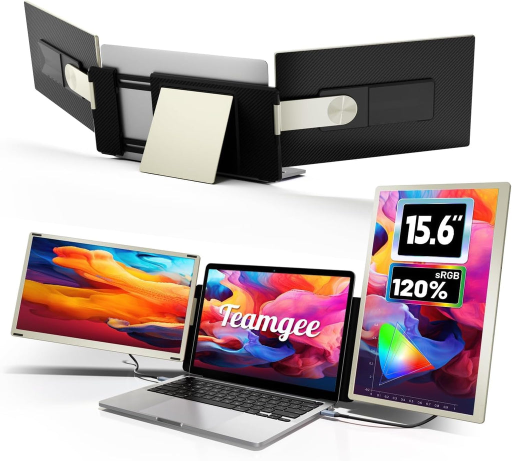 Teamgee 15.6' Laptop Screen Extender | Portable Monitor for 13-17' Mac/Windows Laptops | 120% sRGB FHD, Metal Stand, 235° Rotation, Ideal for Hybrid Work