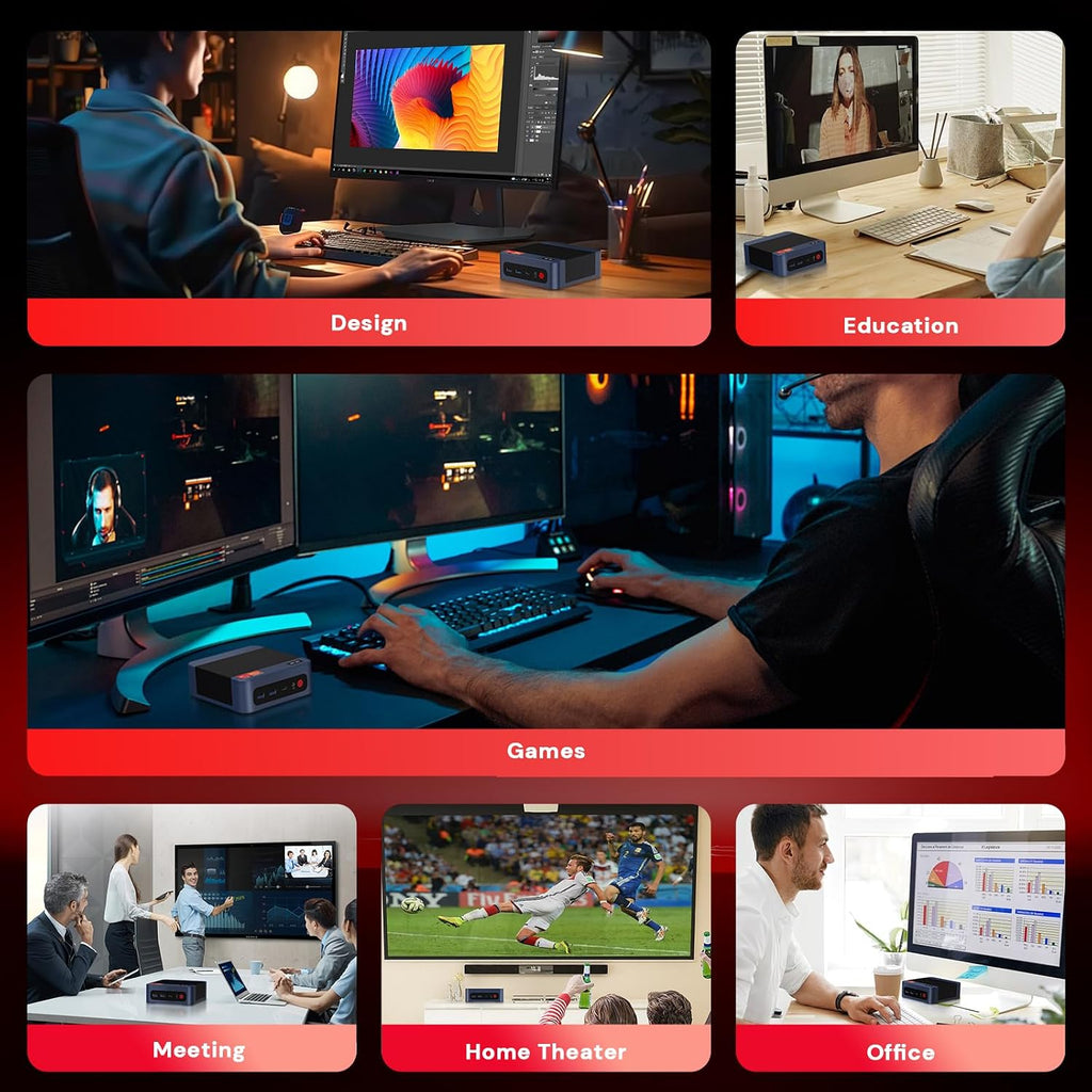 wo-we P8 MINI Gaming PC AMD Ryzen 5 7640HS (Upgraded 6600H/ 6800U) Mini Computer, AMD Radeon 760M 32GB RAM +1TB PCIe4.0 x4 SSD 6C/12T，Up to 8k， Triple Screen Display RJ45 LAN x2,Wi-Fi 6E/USB4/BT5.2