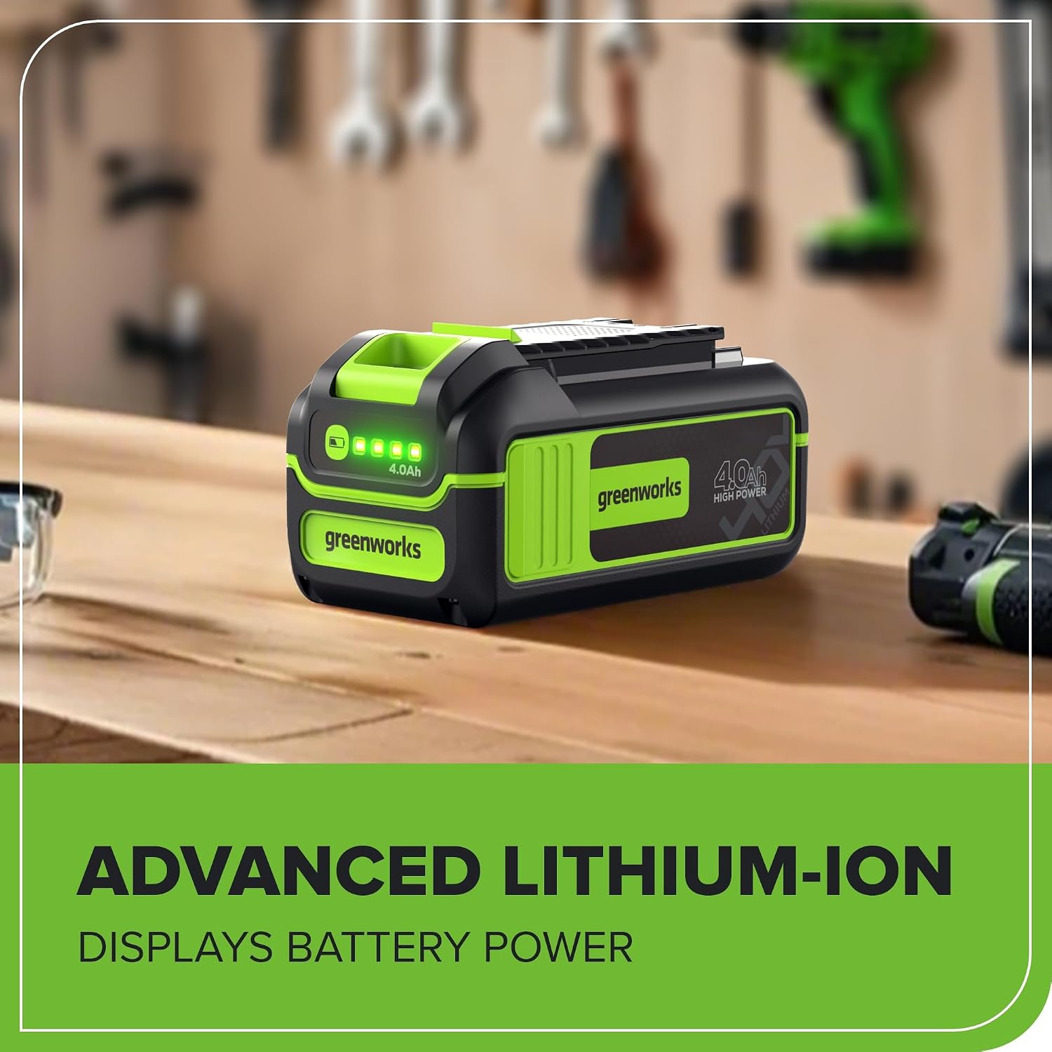Greenworks 40V 4.0Ah Lithium-Ion High-Power Battery, Upgraded with 22% Power Boost (Genuine Battery / 75+ Compatible Tools)