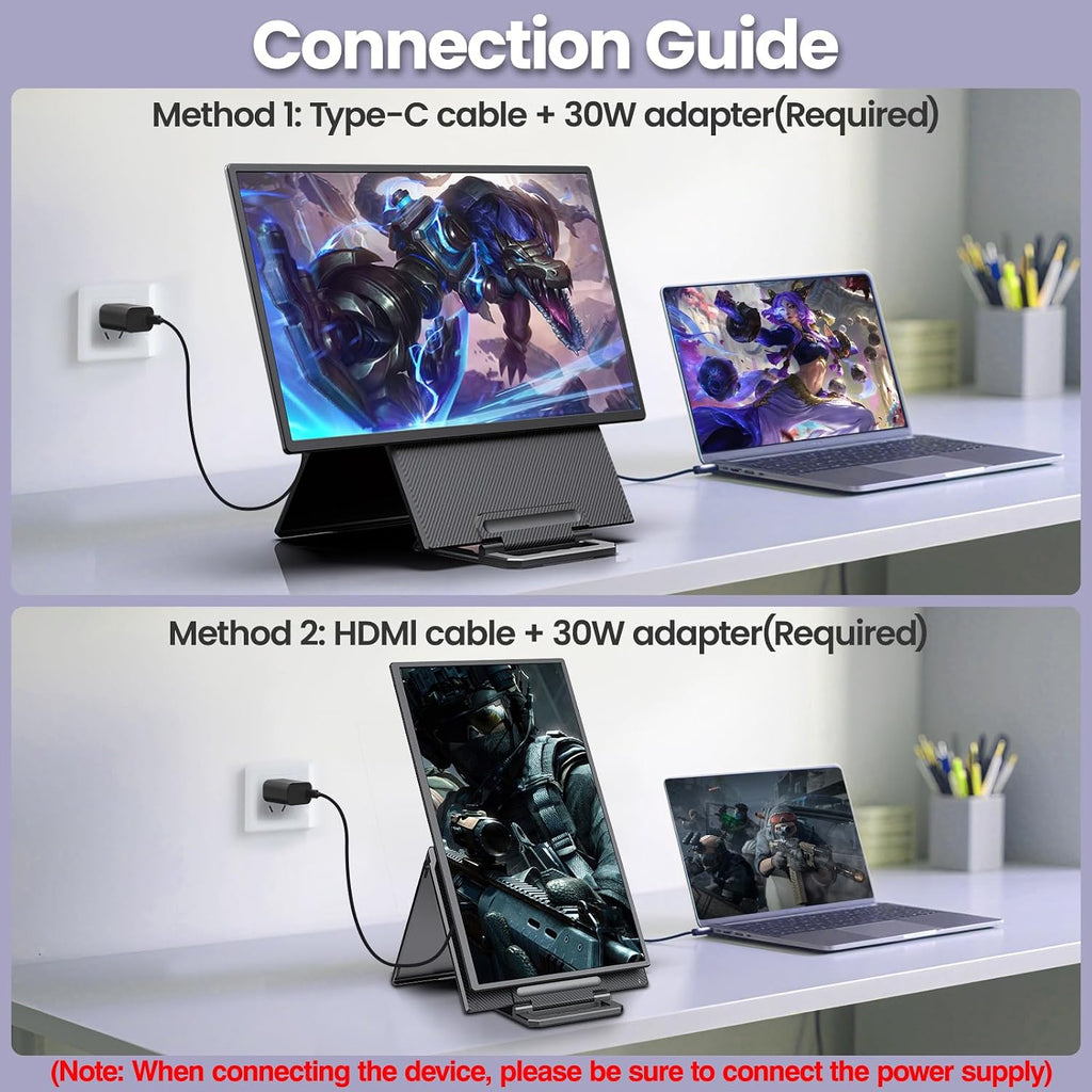 2K 180Hz Portable Monitor,23.8' 2560x1440 QHD 120% SRGB IPS FreeSync Gaming Moniter USB-C HDMI Large Work Home Office Second Monitor VESA Mountable, Adjustable Tilt & Height for Laptop, PS4,Xbox