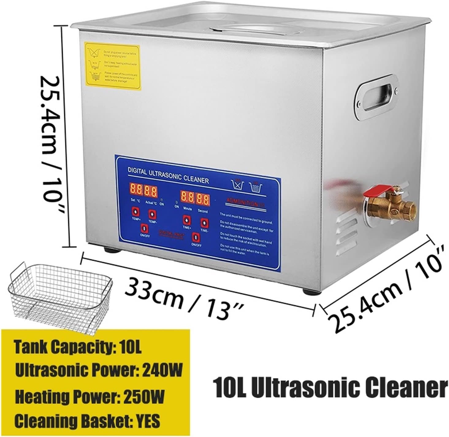 1.3L 2L 3L 6L 10L 15L 22L 30L Ultrasonic Cleaner Lave-Dishes Portable Washing Machine Diswasher Ultrasound Home Appliances (Color : 10L)