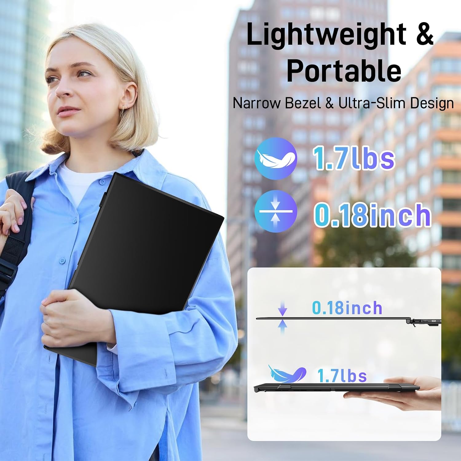 Vixtan Laptop Screen Extender, 15.3' FHD 1080P Portable Dual Monitor, Ultra-Thin 1.7lbs Plug & Play for 13'-17' Laptops