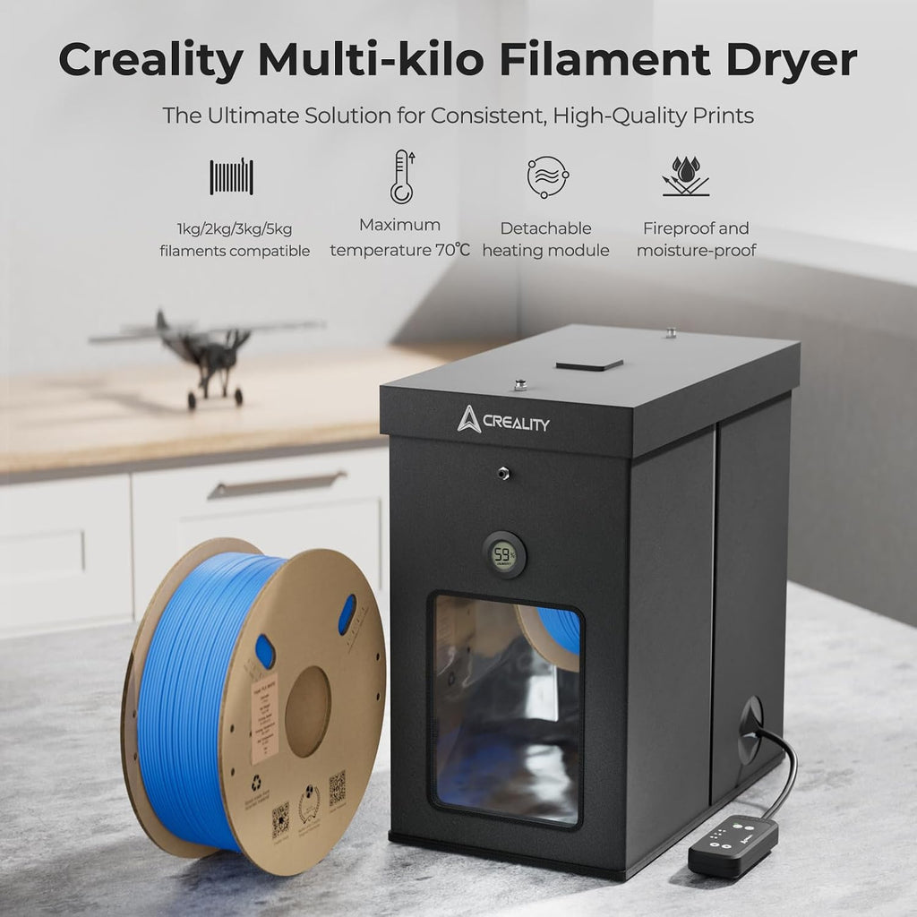 Creality Multi-Kilo 3D Printer Filament Dryer Box, Large Capacity Fits 1kg/2kg/3kg/5kg Spools Storage Box, Fast Heating to 70°C, Detachable Chamber Heater, Moisture-Proof for PLA PETG ABS TPU Nylon