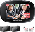 Itomoro Wireless Dual Baby Car Camera for 2 Kids, 5'' Rechargeable Split Screen HD Display with 2 Cameras, Car Monitor for Baby Max Range 1000FT, IR Night Vision, 360° Rotatable Rear Facing Mirrors