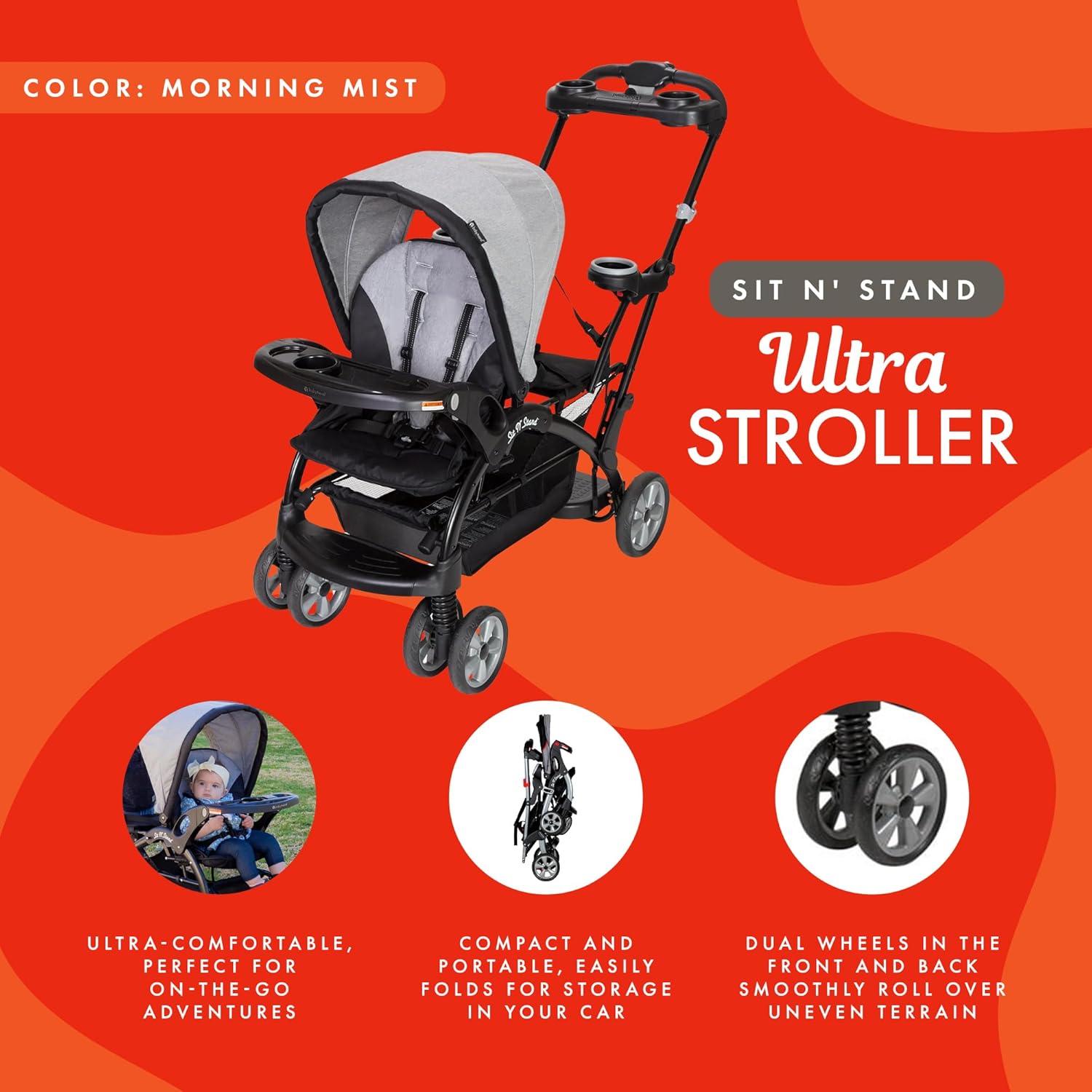 Baby Trend Sit N' Stand® Ultra Stroller, Morning Mist