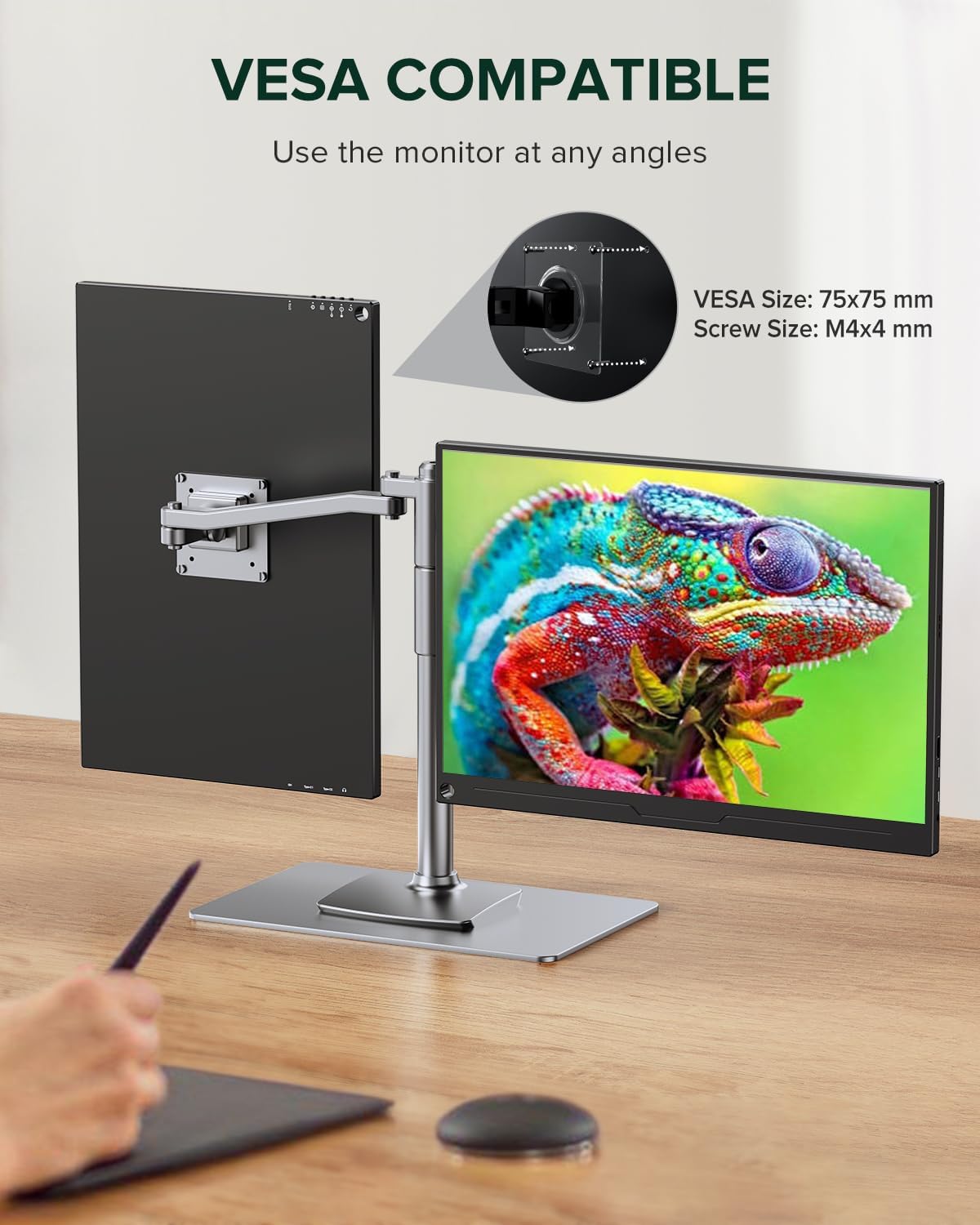 UPERFECT 2.5K QLED Portable Monitor, 16' 2560x1600 QHD Portable Gaming Monitor 120% sRGB HDR Laptop Monitor w/VESA & Smart Case Matte Eye Care External Second Screen for PC Laptop Phone Game Console