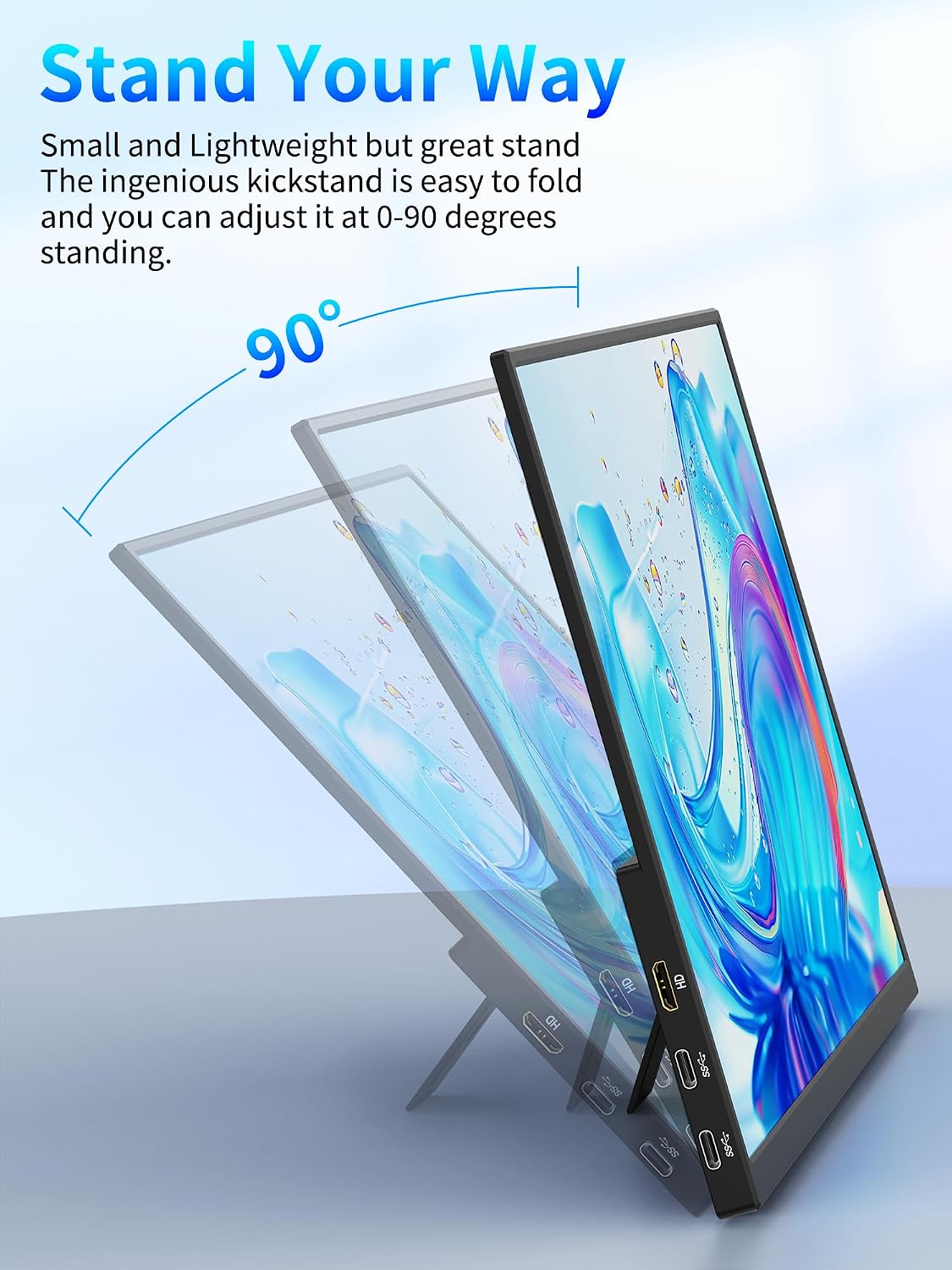 MAGICRAVEN 4K Portable Monitor, 13.3' UHD IPS Laptop Screen, Slim Lightweight Dual USB C HDMI Computer Gaming Display with Speakers, Travel Monitor for PC Phone PS5/4 Xbox Switch