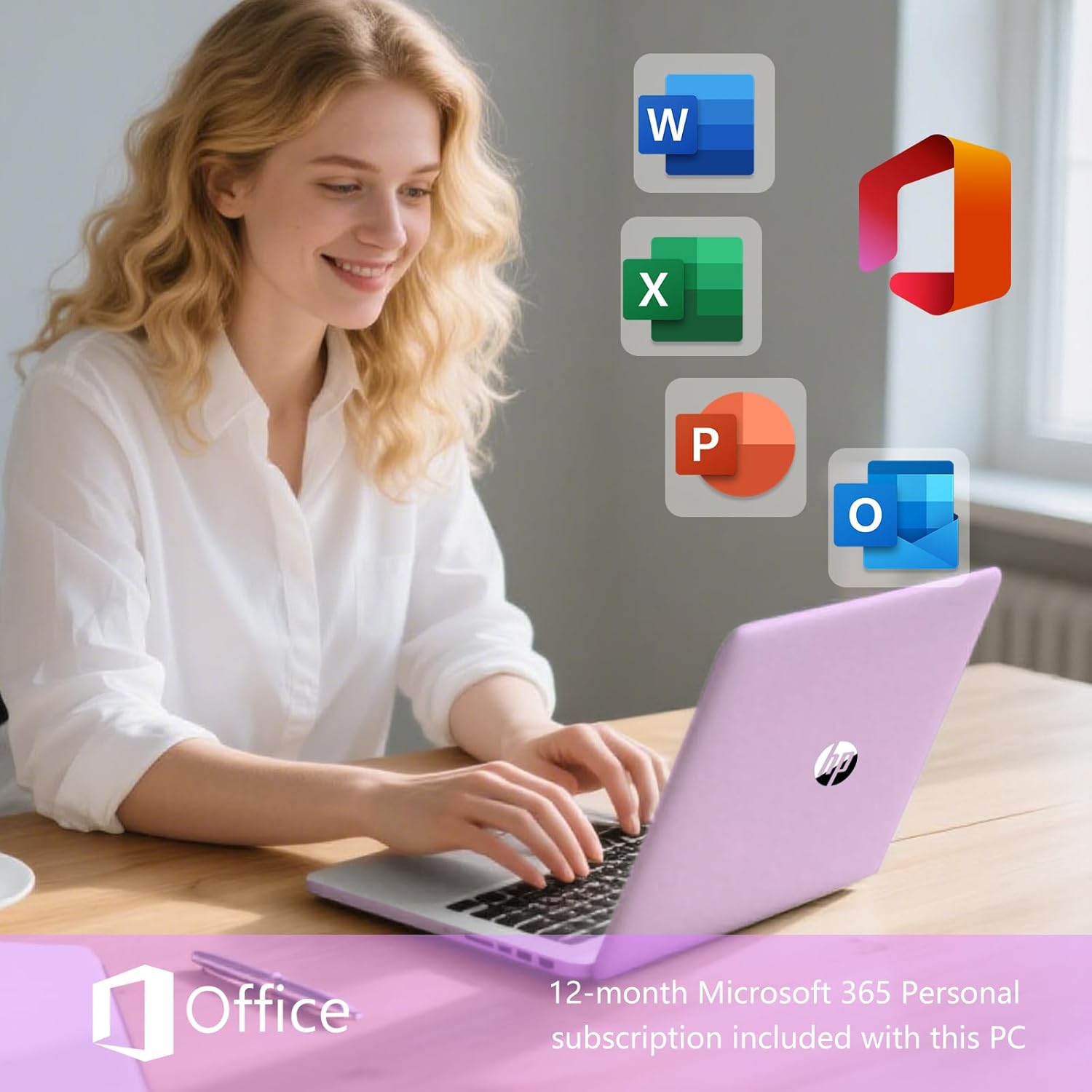 HP 14 Elite Laptop, 16GB RAM, 1.12TB Total Storage (128GB UFS+1TB Cloud), Honey Lavender, Office 365, Intel 4-Core, Win11, Copilot AI, 11Hr Battery, Alpacatec Mouse