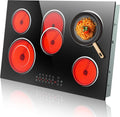 30 Inch Electric Cooktop 5 Burner 8400W Electric Stove 30 Inches Built-in Ceramic Stovetop with Touch Control, Timer, 9 Power Level, Safety Lock & Pause, 220V-240V Hard Wird (No Plug)