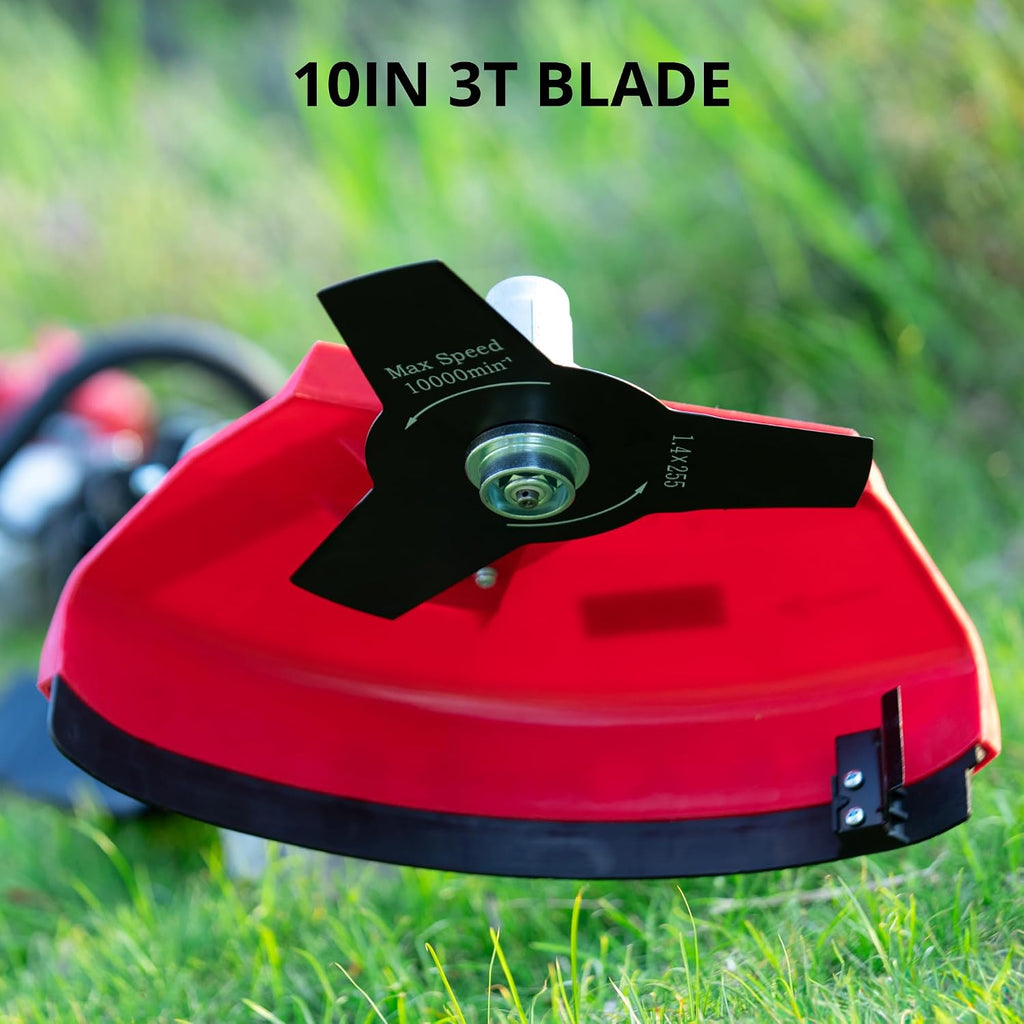 26cc Gas Powered Weed Wacker, 3-in-1 String Trimmer/Edger/Brush Cutter, 2-Cycle Air-Cooled Engine, 16' Cutting Width, 10' Brush Blade, Rubber Handle & Shoulder Strap, Quick Start