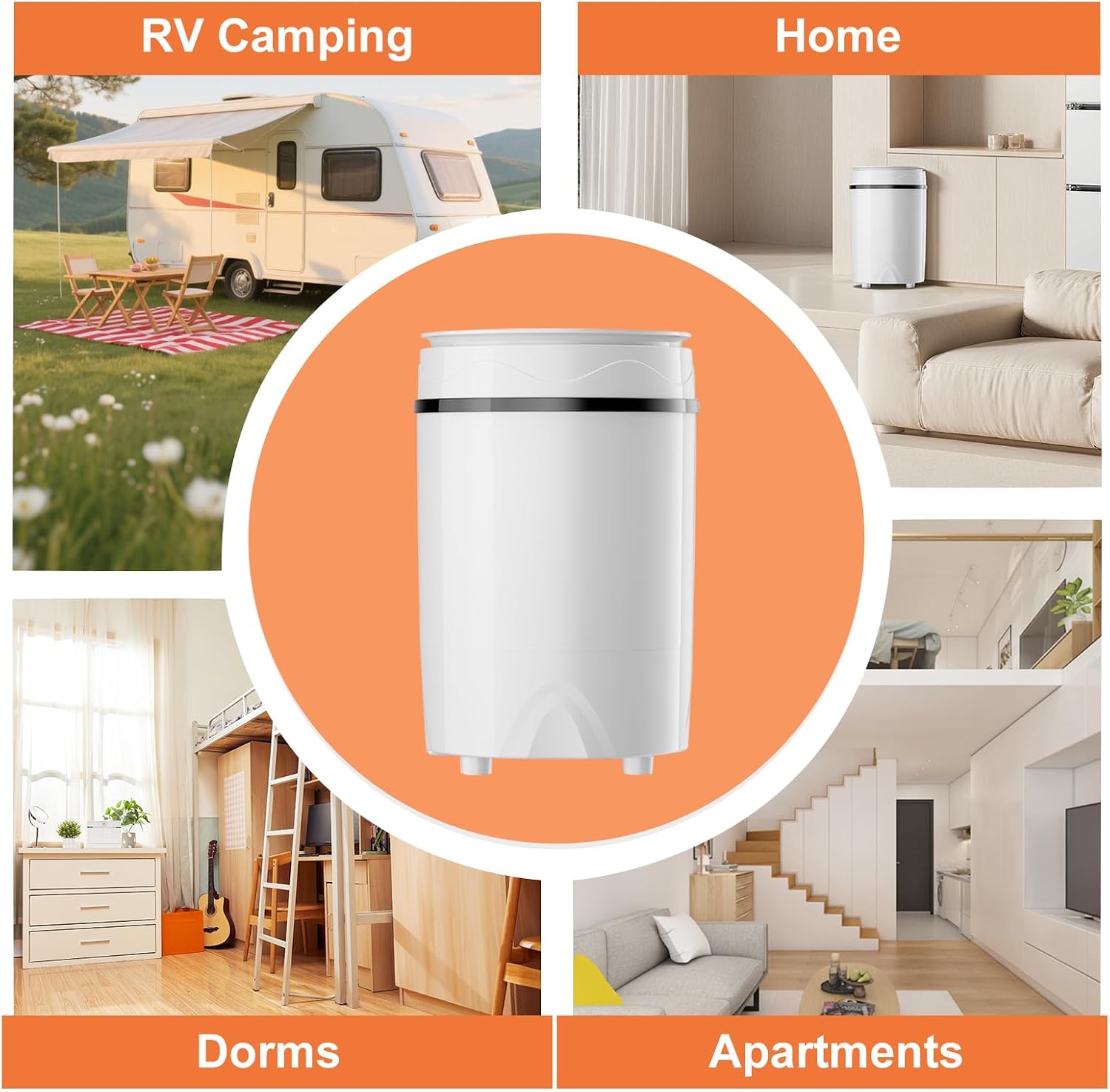 Portable Shoes Washing Machine - Compact 15'×15'×24' Mini Washer with Removable PA Soft Brush for Shoes, 7kg Lightweight with Handle, 3 Functions: Wash Shoes/Clothes and Spin-Dry;Knob Operation
