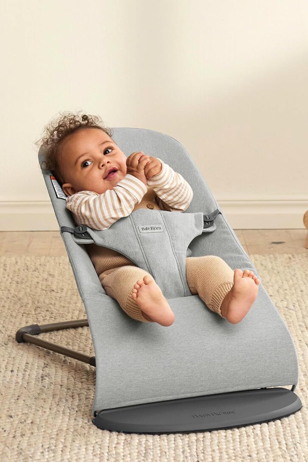 BabyBjörn Bouncer Bliss, Woven Mélange, Light Grey | 2-in-1 Adjustable Baby Bouncer Seat and Toddler Chair, Newborn to Toddler (8-29 lbs), 4 Positions, Lightweight & Portable