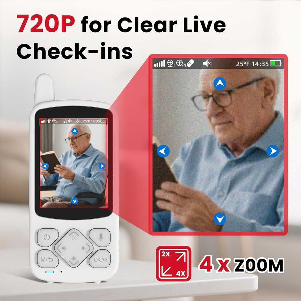 CallToU Elderly Monitor with Camera and Audio, 2-Way Talk Baby Monitors for Elderly No Wi-Fi Video Monitor for Elderly,Call Button Nursing Home Use | for Seniors, Dementia Patients 2 Camera