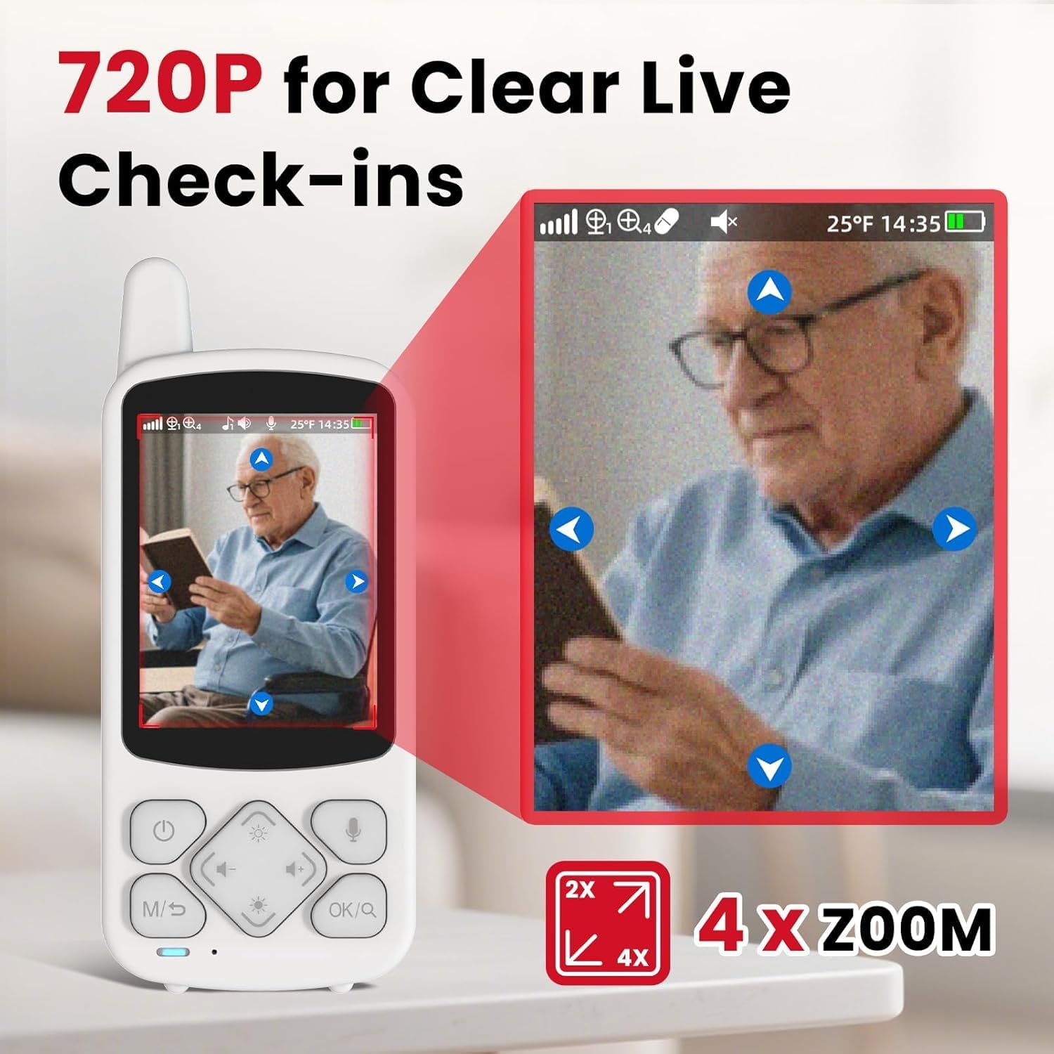 CallToU Elderly Monitor with Camera and Audio, 2-Way Talk Baby Monitors for Elderly No Wi-Fi Video Monitor for Elderly,Call Button Nursing Home Use | for Seniors, Dementia Patients 2 Camera