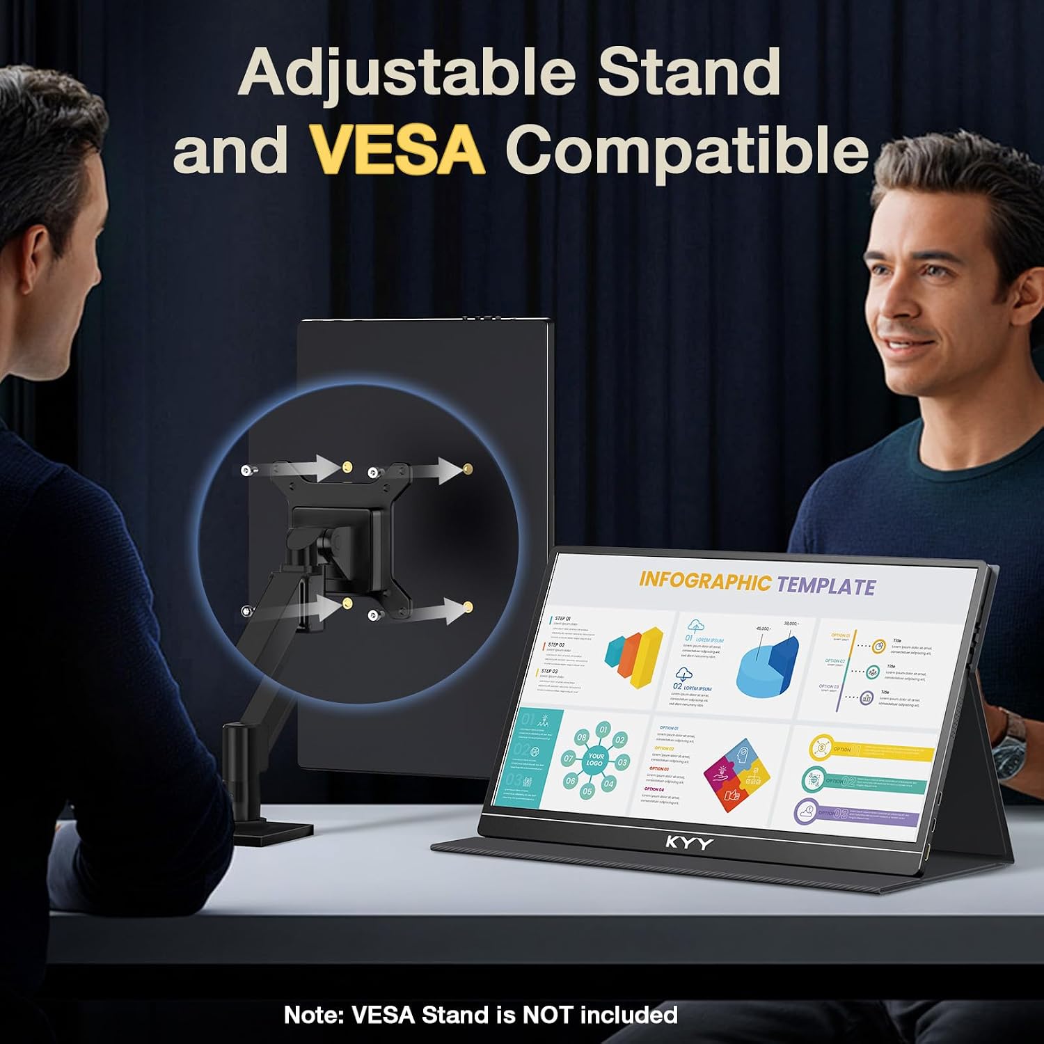 KYY 4K Portable Monitor – 15.6' UHD IPS Travel Display, Slim & Lightweight Design, HDMI & USB-C Inputs, Perfect for PS5, Xbox, Switch, Laptops, Phones, and On-the-Go Professionals, K5
