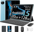 HUIHUANG Tablet with Keyboard | Android 15 | 20GBRAM+128 Storage(Expand to 1TB), 8000mAh Battery | Widevine L1, 11 in Tablet with 5G/2.4G WiFi | BT5.0 | GMS Certified | Keyboard Mouse | Case (Blue)