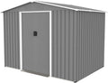 KEIKI Storage Shed 8x6 FT, Large Metal Tool Shed for Outdoor Storage, Galvanized Steel Garden Shed with Floor & Lockable Sliding Doors for Patio, Backyard, Lawn, Grey