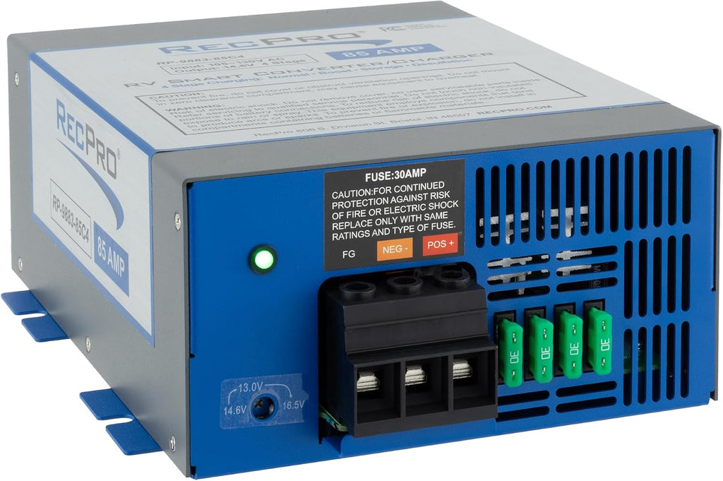 RecPro RV Converter 85 Amp | RV Power Converter & Battery Charger | 4 Stage Smart Charging | 120VAC to 12VDC | 13V to 16.5V Operating Range