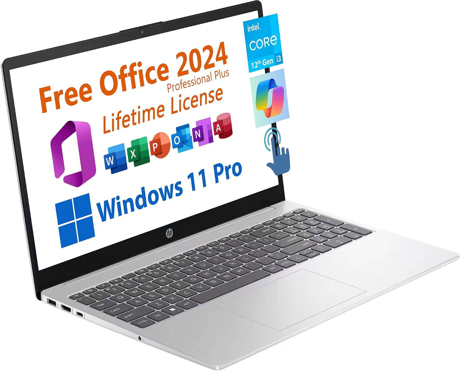 HP 15.6' Business Laptop, HD Touchscreen Display, Intel 6-Core i3-1215U 4.4 GHz, 16GB RAM, 1TB SSD, Long Battery Life, Windows 11 Pro (Renewed)