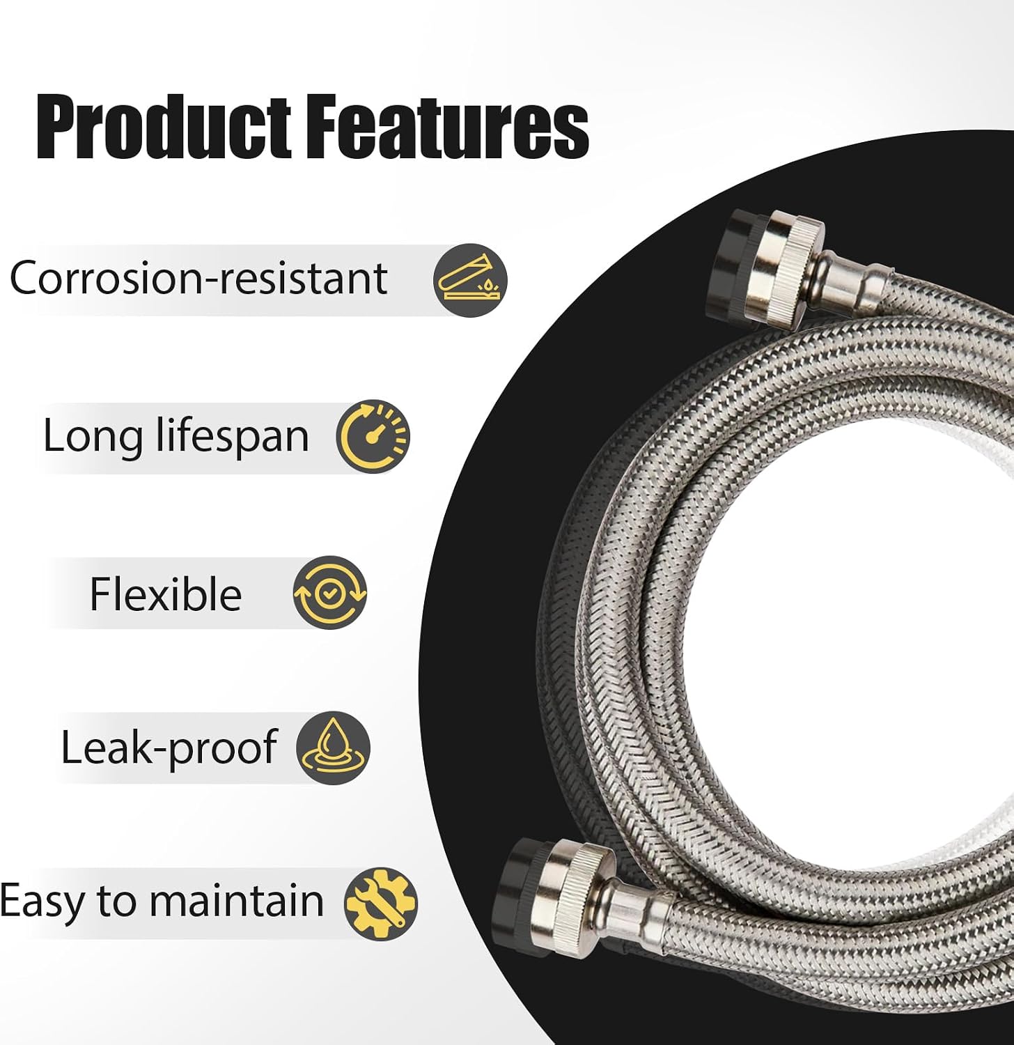 20 Pack Foskan 4FT Stainless Steel Braided Washing Machine Hose,Burst Proof PVC Core for Hot and Cold Water Supply Lines (4FT)