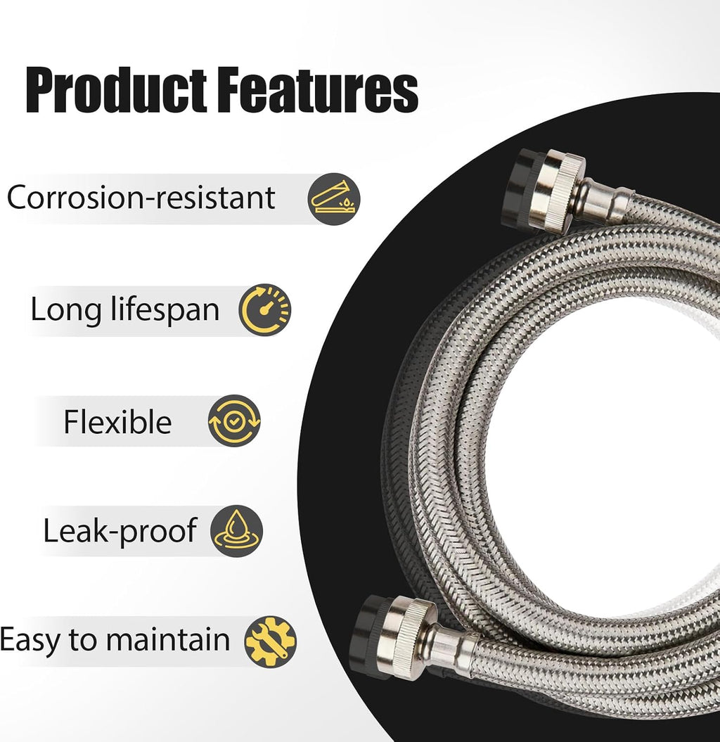 30 Pack Foskan 4FT Stainless Steel Braided Washing Machine Hose,Burst Proof PVC Core for Hot and Cold Water Supply Lines (4FT)