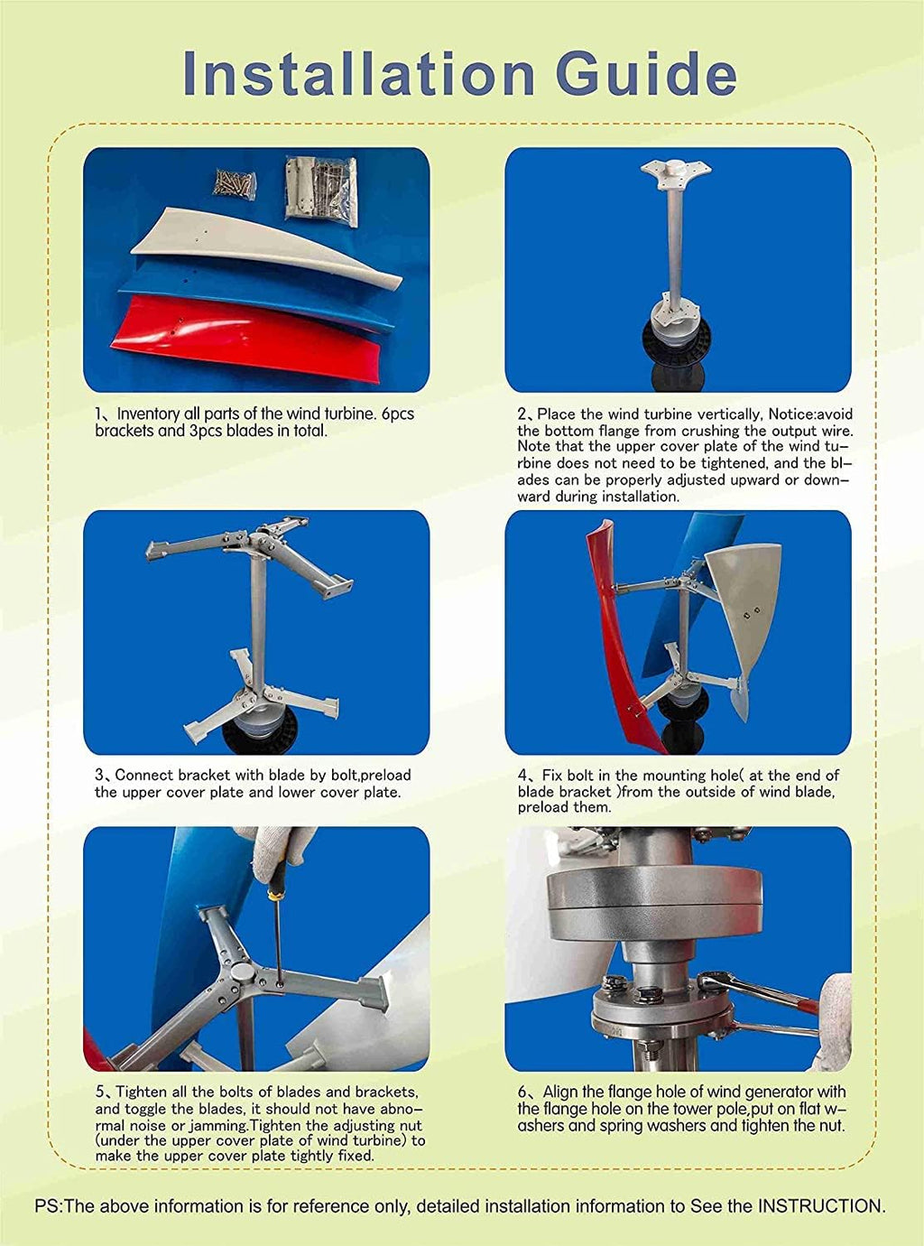 New 3-Blade Vertical Wind Turbine Set,12V/ 24V /48V /220V 3000W Maglev Wind Generator with MPPT Controller for Home Or Camping(White)