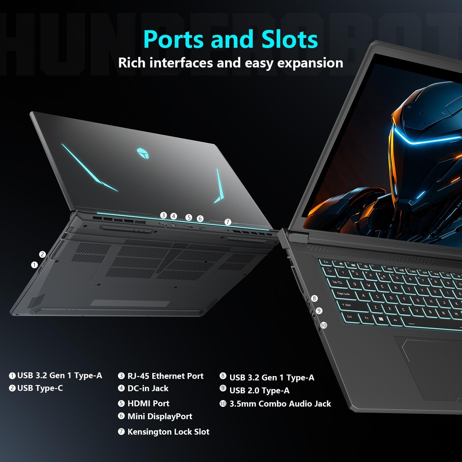 Thunderobot Storm 17 5060 17 inch Gaming Laptop, 17.3' QHD 165Hz 2K Display, Core i7-13620H, GeForce RTX 5060, 16GB DDR5 RAM, 1TB SSD, HDMI, Type-C, RGB Backlit Keyboard, Wi-Fi 6, Win 11 Home