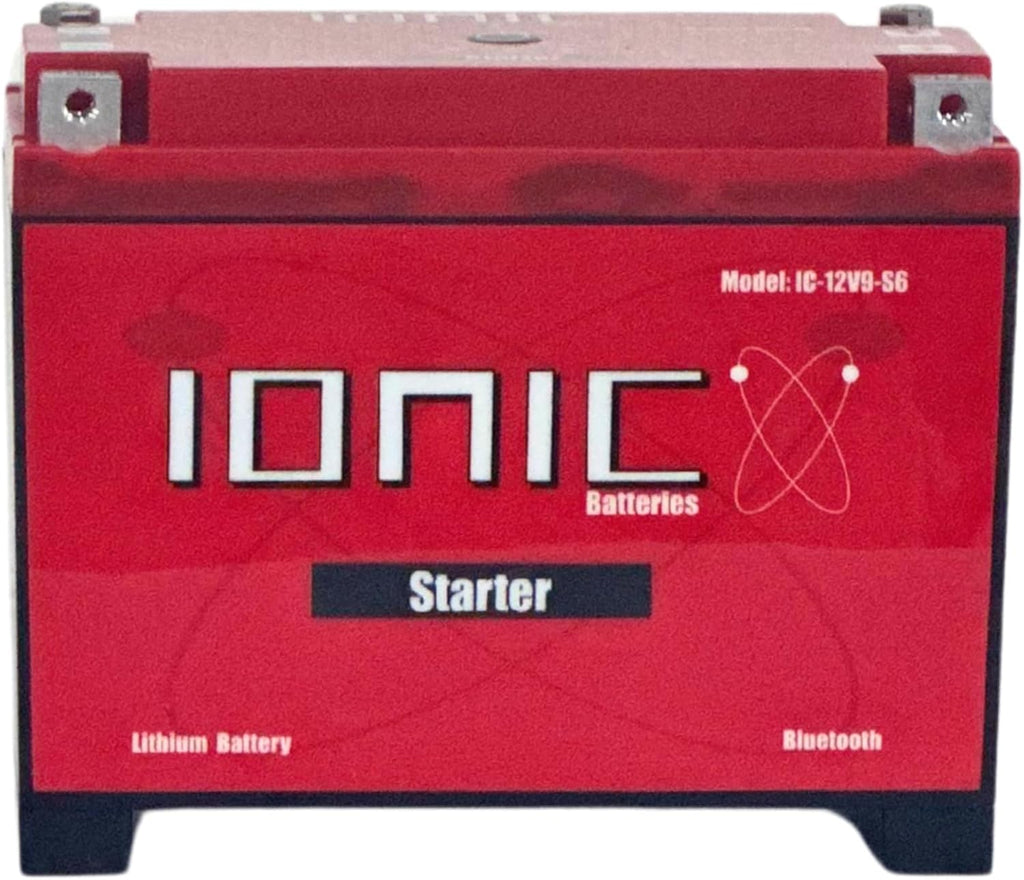 Ionic Lithium 12V Starter Battery for Powersports - 12V S6 | 720 CA LiFePO4 Battery for Motorcycles, UTVs, ATVs, & Jet Skis - Bluetooth Capability - 4.4lbs - IC-12V9-S6-P