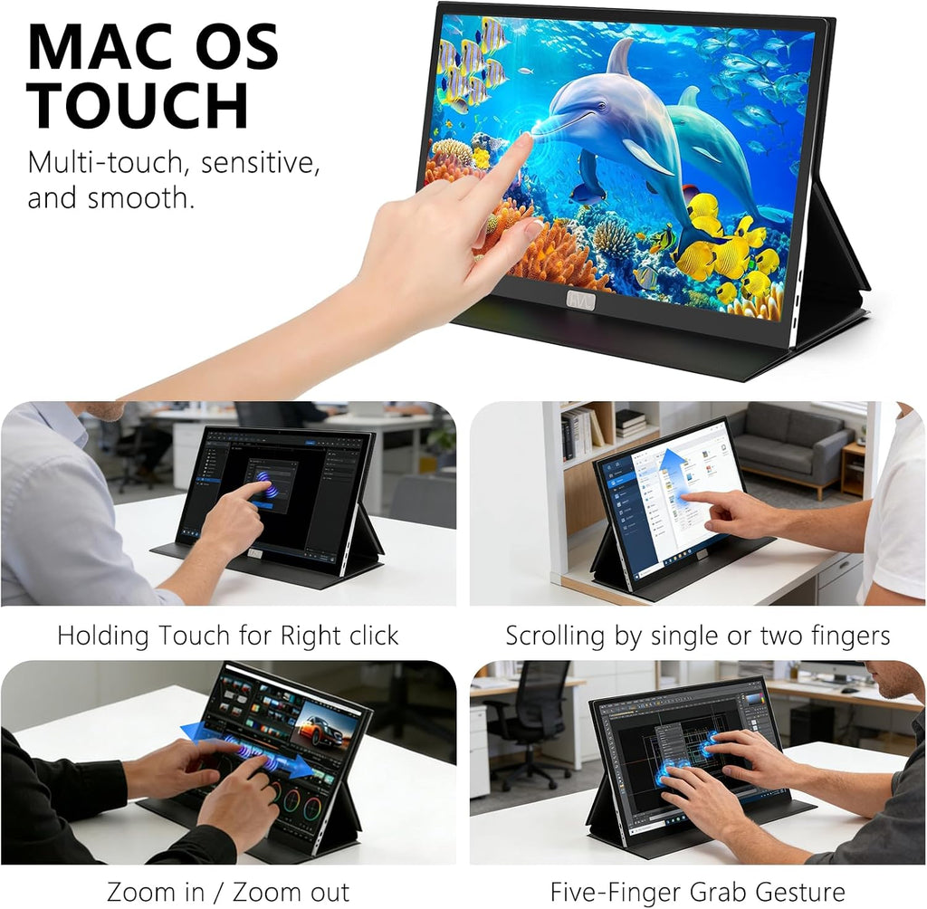 Portable Monitor,4K Portable Touchscreen Monitor,15.6' High Resolution Monitor,IPS External,Touchscreen HDR HDMI USB-C Travel Monitor for Laptop MacBook Pc Surface PS5 Xbox (15.6')