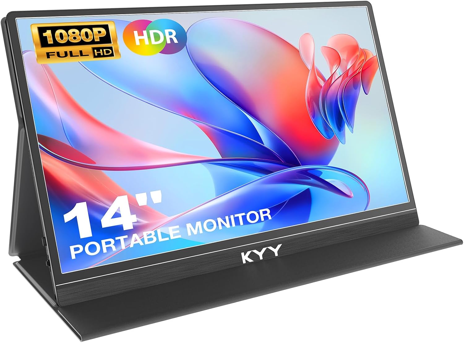 KYY Portable Monitor 14' FHD 1080P - Ultra-Slim Portable Laptop Monitor Computer Display with Type-C HDMI Speakers for Laptop PC Phone Mac PS4 PS5 Xbox Switch