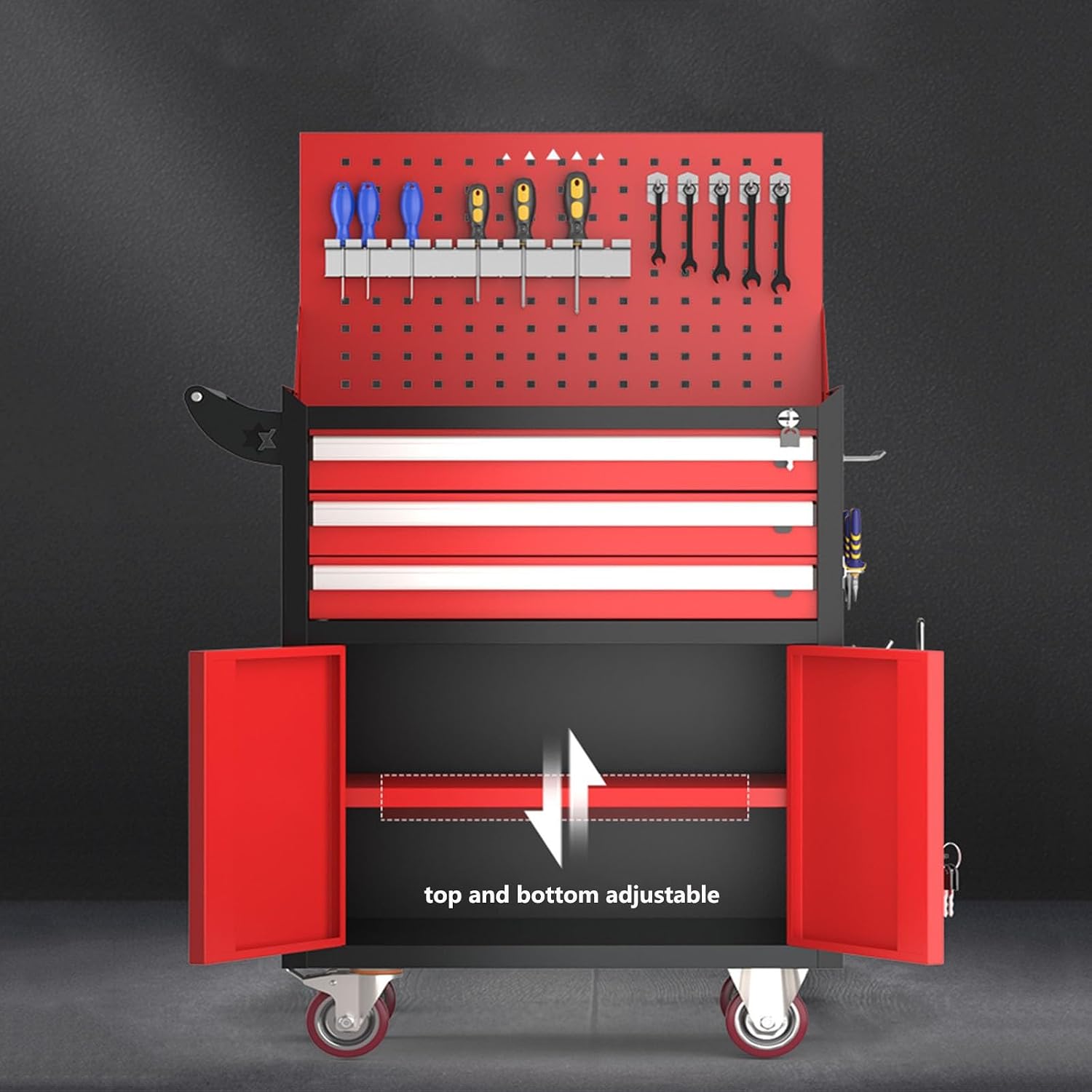 Multifunctional Rolling Tool Chest with Wheels, Tool Storage Cabinet with 5 Drawer, Large Metal Tool Box Organizer with Lock, Tool Cart on Wheels for Garage(White)