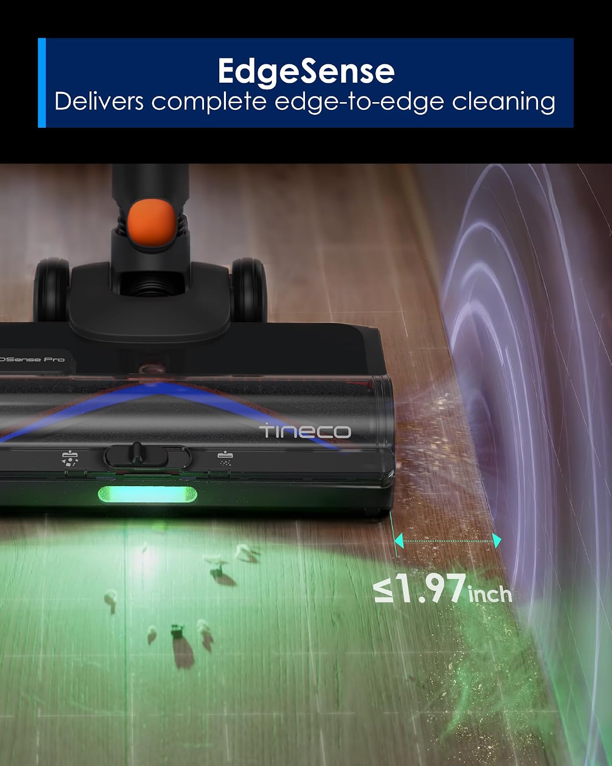 Tineco Pure ONE S70 Cordless Vacuum Cleaner, 200AW Powerful Suction, 3D Sense Pro Cleaning System, 6-Stage Filtration with 95min Runtime, Zero Tangle Brush with 180° Foldable Tube (Blue&Orange)