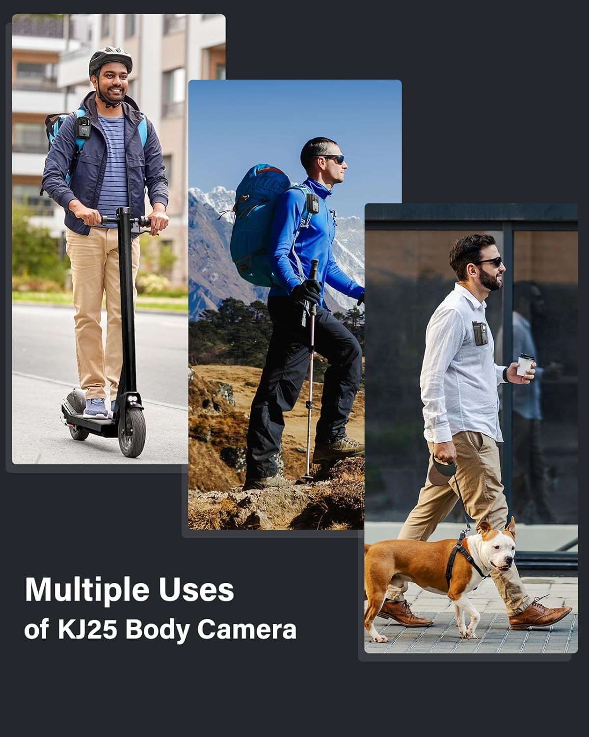 BOBLOV KJ25 1080P Body Cam, 3000mAh with 10-13Hrs Recording, Affordable Body Camera with Night Vision, for Hiking, Delivery, Law Enforcement, and Pet Walking(256GB)