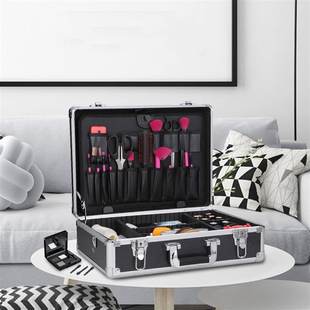 Portable Tool Box Tool Box Portable Storage Tool Box Aluminum Tool Storage Box Safe with Removable Compartment, Black Small Parts Box (Color : Brass)