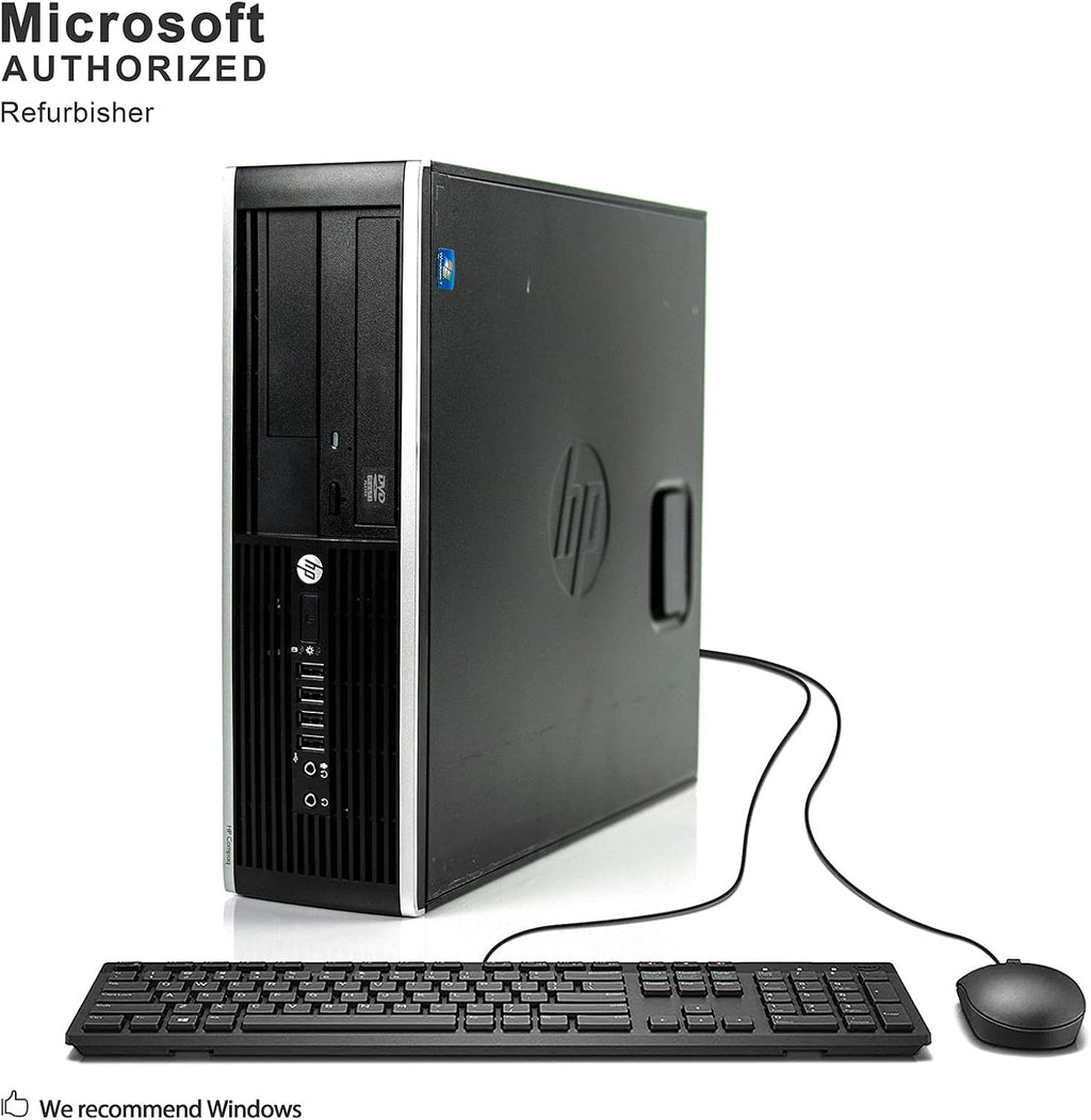 HP Elite Desktop Computer, Intel Core i5 3.1GHz, 8GB RAM, 1TB SATA HDD, Keyboard & Mouse, Wi-Fi, Dual 19in LCD Monitors (Brands Vary), DVD-ROM, Windows 10, (Renewed)