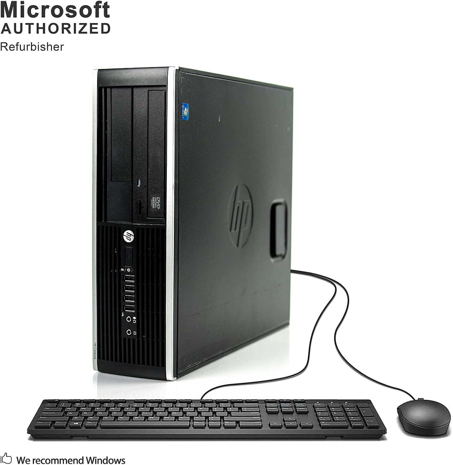 HP Elite Desktop Computer, Intel Core i5 3.1GHz, 8GB RAM, 1TB SATA HDD, Keyboard & Mouse, Wi-Fi, Dual 19in LCD Monitors (Brands Vary), DVD-ROM, Windows 10, (Renewed)