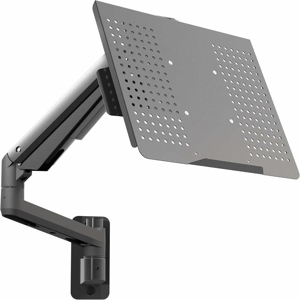 VIVO Sit-Stand 14 Inch Pneumatic Laptop Tray Wall Mount, Articulating Height Adjustable Typing Platform, Floating Workstation, Ergonomic Tilt, Black, MOUNT-KB35L