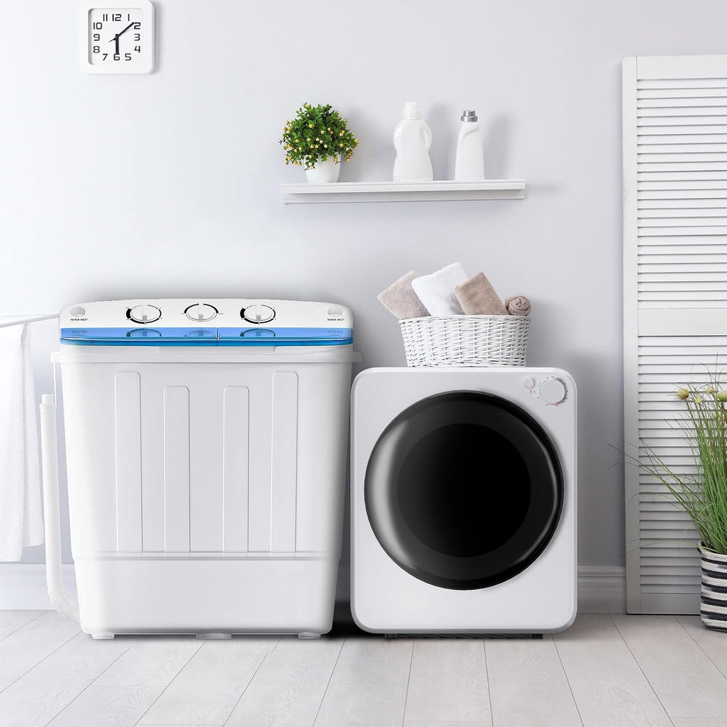 DOGHLY Portable Washer and Dryer Combo Set, 1.8 Cu.Ft Portable Clothes Dryers,18lbs Twin Tub Washing Machine, Compact Washer and Dryer for Apartment, RV, Dorm