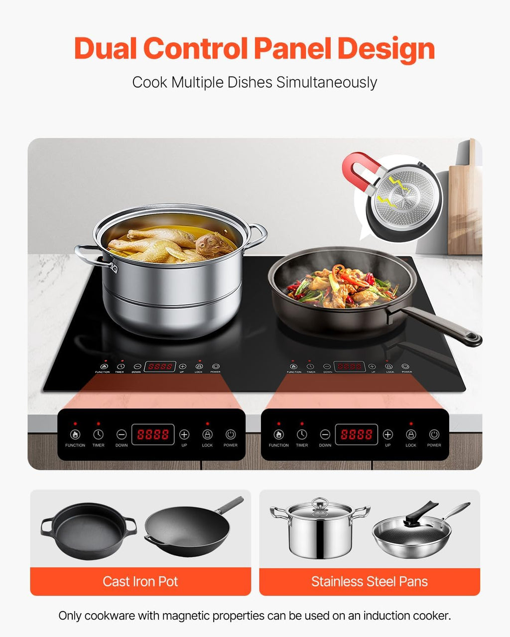 Happybuy Induction Cooktop - Your Ultimate Cooking Companion! This 1800W electric countertop burner comes with 2 burners and touch - control operation.