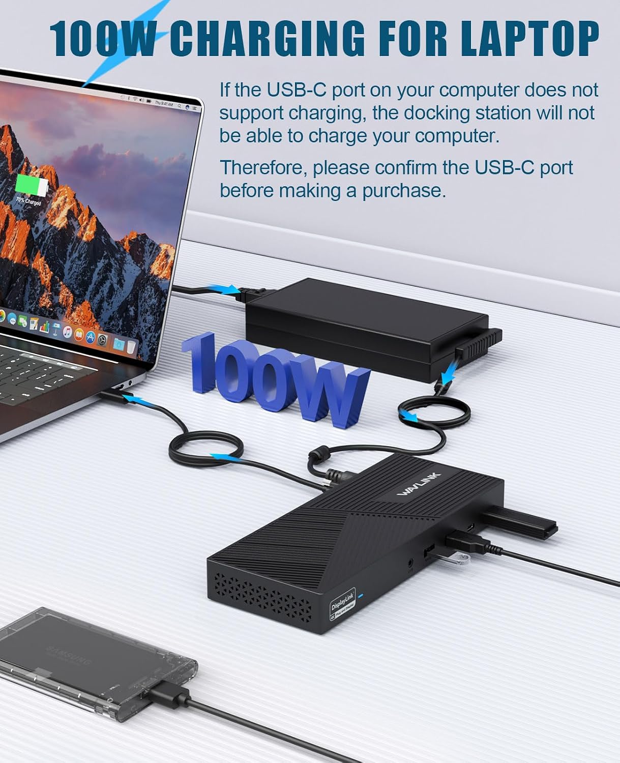 WAVLINK USB-C Triple Monitor Docking Station, 3 * 4K@60Hz for MacBook M1-M5/Neo & Windows – 100W PD, 3×HDMI/2×DisplayPort, 6x10Gbps USB Ports, Gigabit Ethernet, Ideal for Workstation & Home Offic