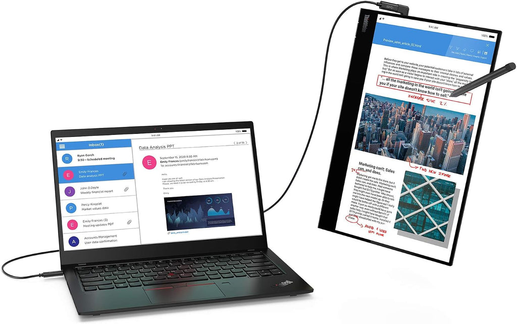 ThinkVision M14t USB-C Mobile Monitor with Touch Screen - Black