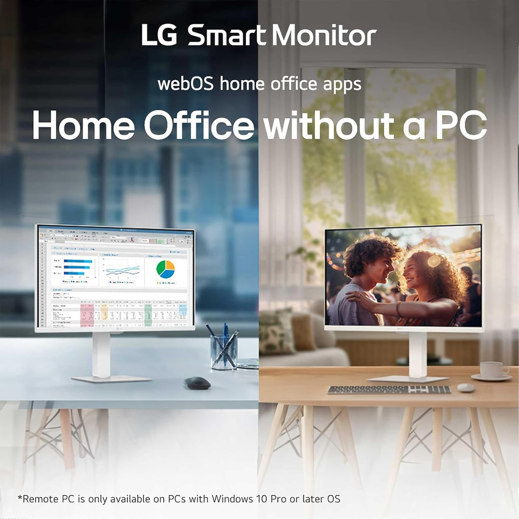 LG 27-Inch Smart Monitor, 4K UHD (3840 x 2160) IPS Display, HDR10, Built-in Speaker, Screen Share, Remote Control, WebOS, HDMI, USB Type-C PD 65W, AirPlay 2, Bluetooth, Tilt/Height/Swivel/Pivot Stand