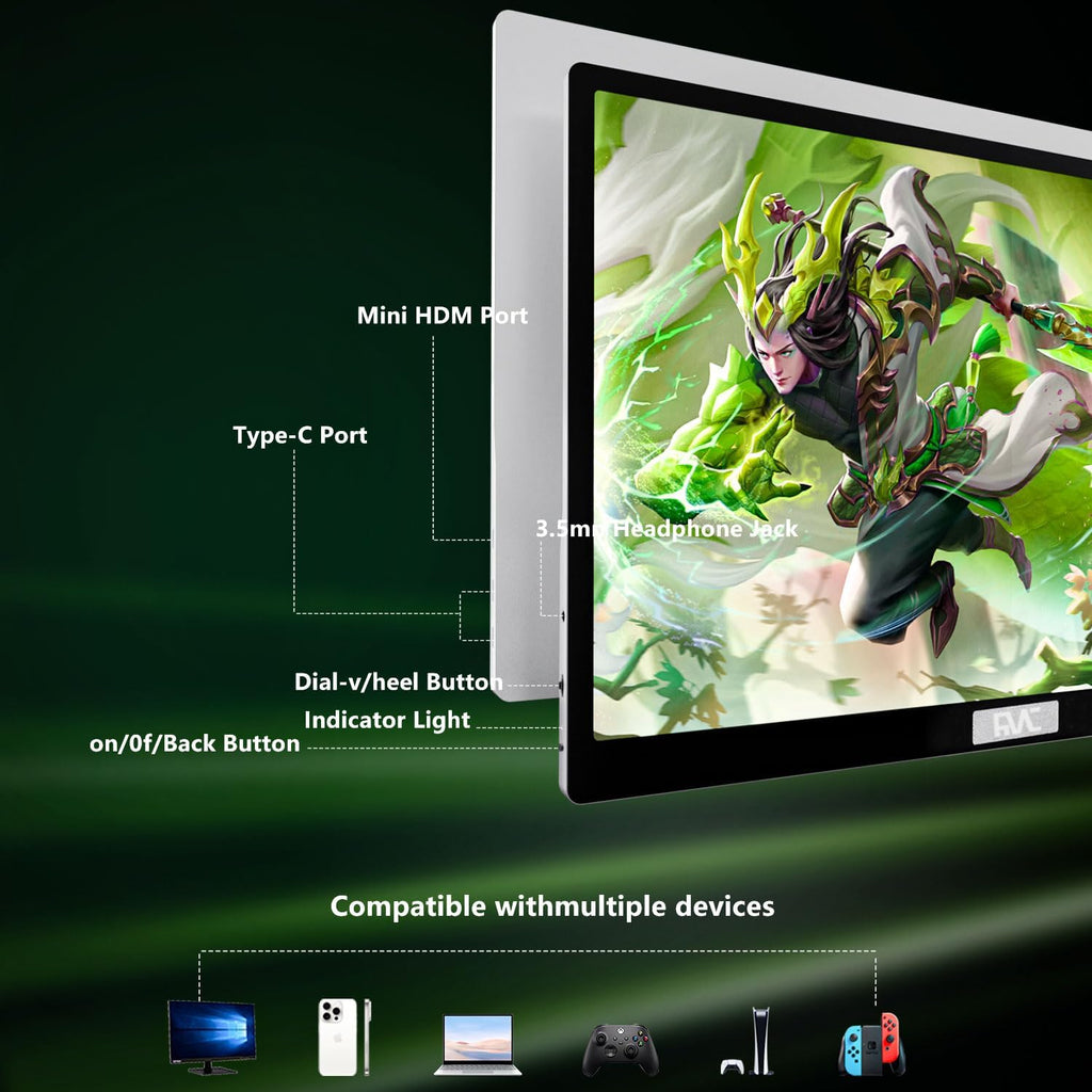 FMC 4K Portable Monitor 15.6' 3840x2160 USB-C HDMI Laptop Monitor, Slim Lightweight 1500:1 Gaming Display with Speakers, Second Monitor for Travel Monitor Laptop & PC Mac Phone PS4 PS5 Switch