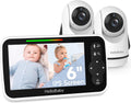 HelloBaby Video Baby Monitor with Upgraded 6' IPS Large Screen, Split Screen with 2 Cameras, Night Vision and Temprature Monitoring, Remote Pan-Tilt-Zoom Camera, No-WiFi