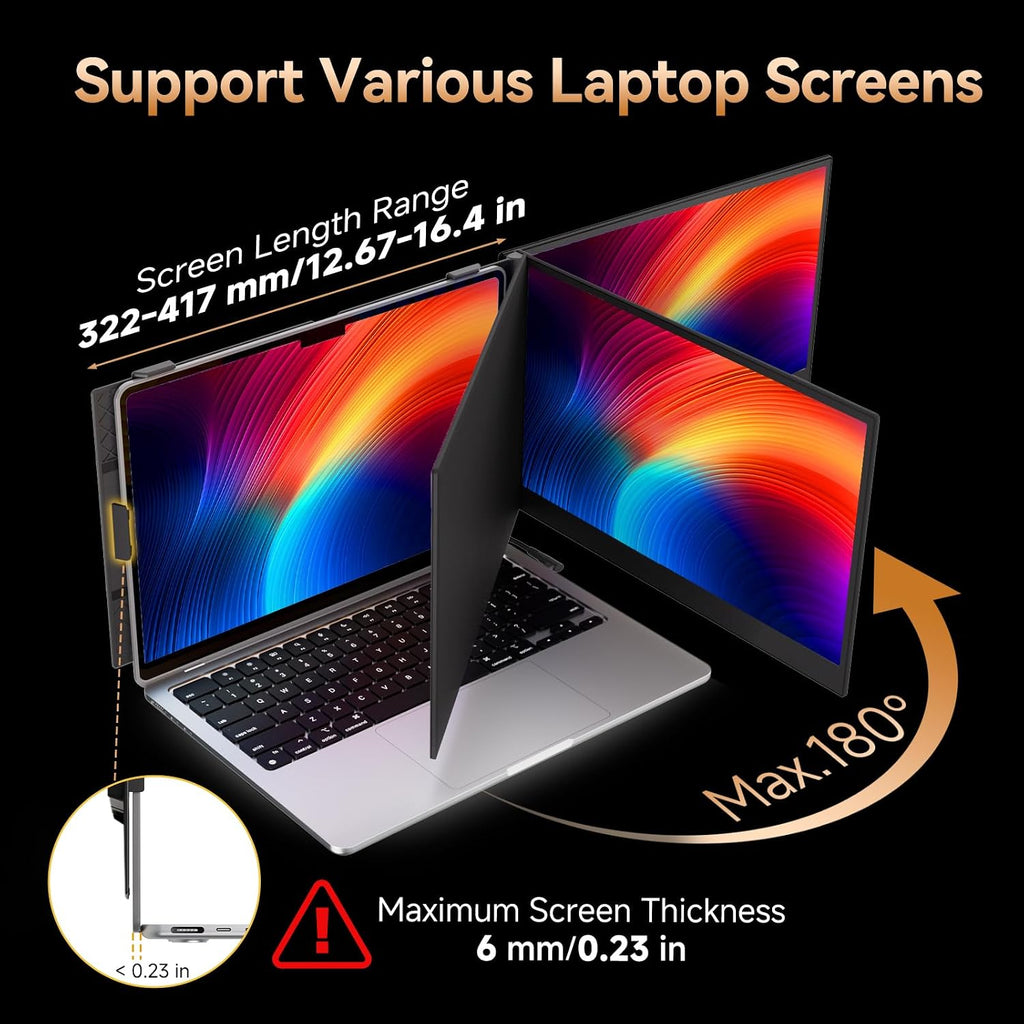 15.3' Laptop Screen Extender, FHD IPS 100% sRGB Portable Travel Monitor for Laptop (15'-17.3' Screen), 16:10 Plug & Play External Screen, Second Extra Attachment Display for Windows Mac