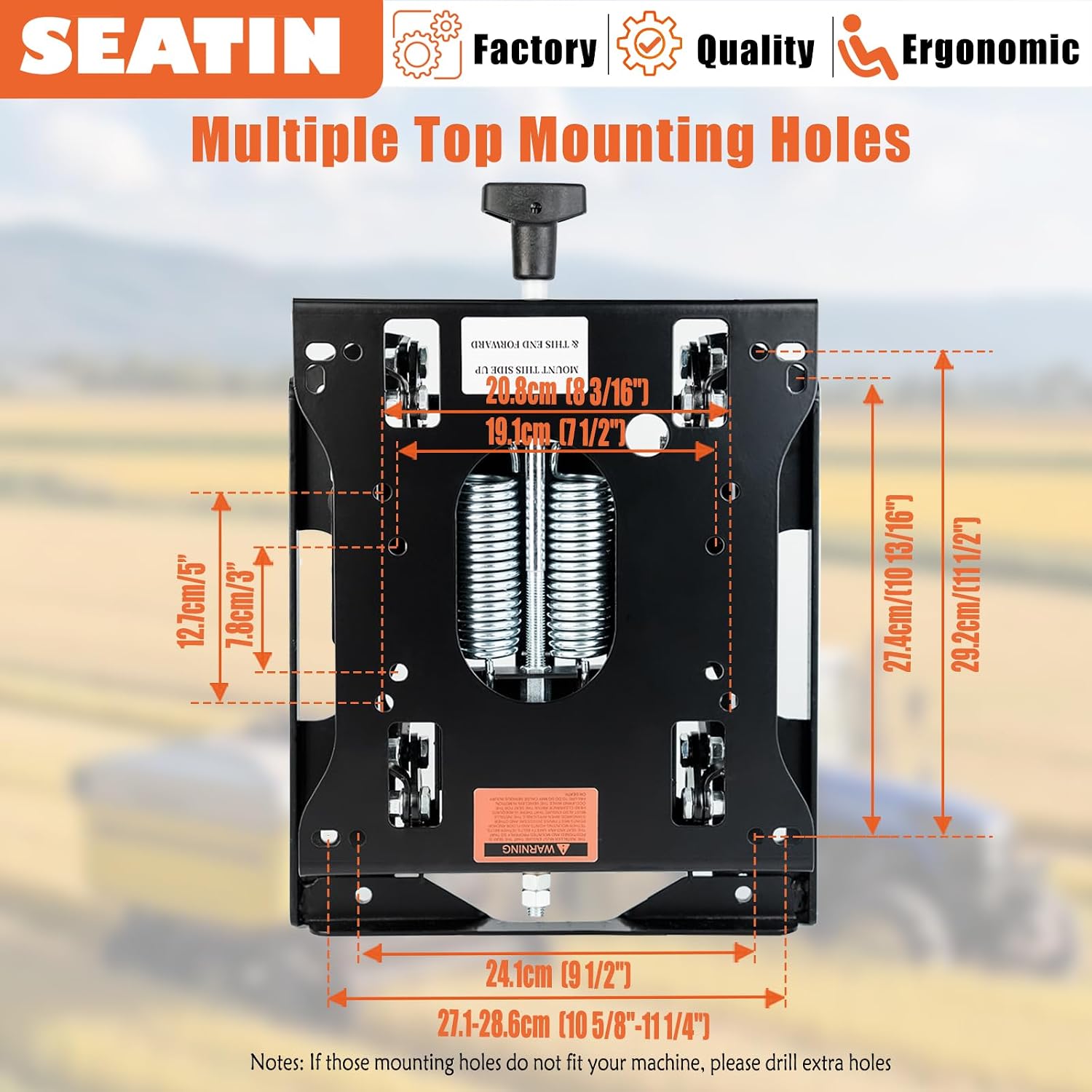 SEATIN Universal Seat Suspension Kit Low Profile Suspension for Zero Turn Lawn Mower Tractor Forklift, Compatible with Most Aftermarket Seats (Suspension with Sliding Rail)