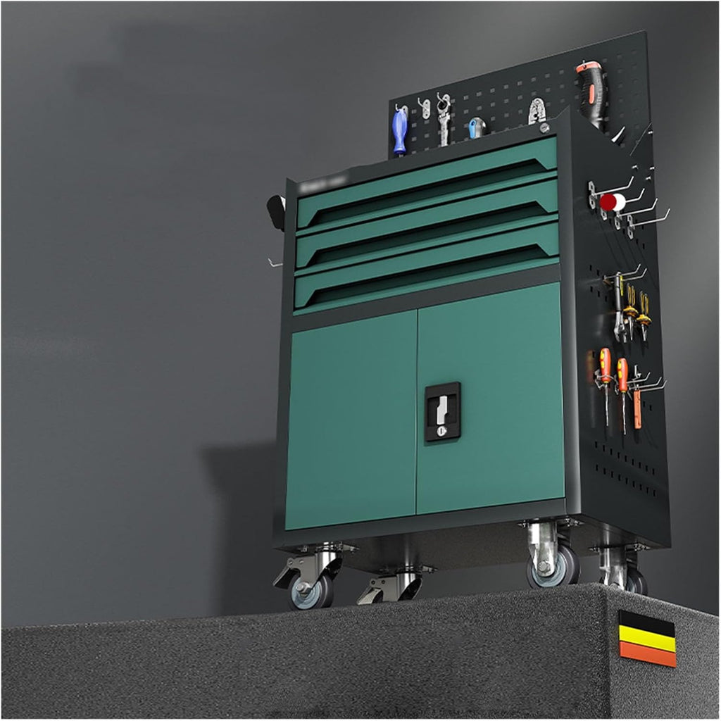 Multifunctional Metal Tool Chest, 3-Drawer Rolling Tool Chest with Wheels, 2 in 1 Tool Cabinet with Locking System for Warehouse, Garage, Workshop for Garage(Gris)